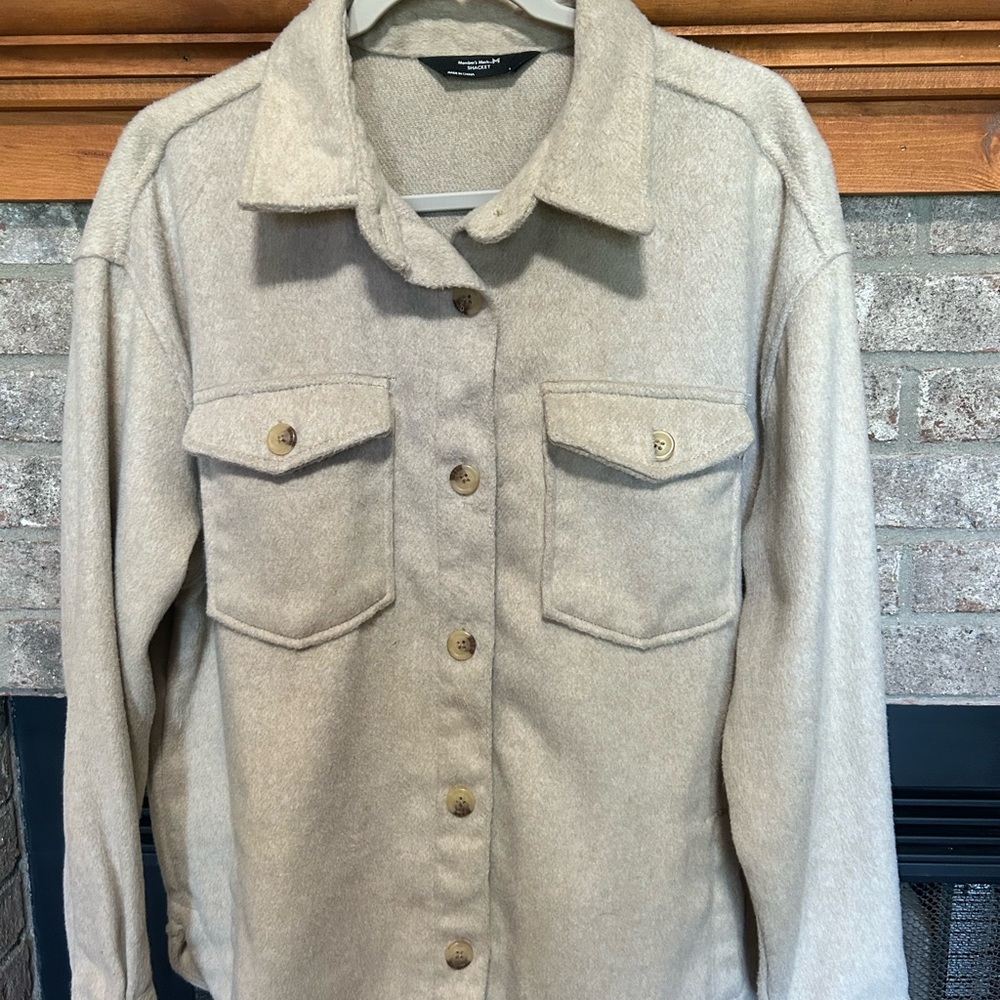 Members Mark Cream Wool-Blend Utility Jacket